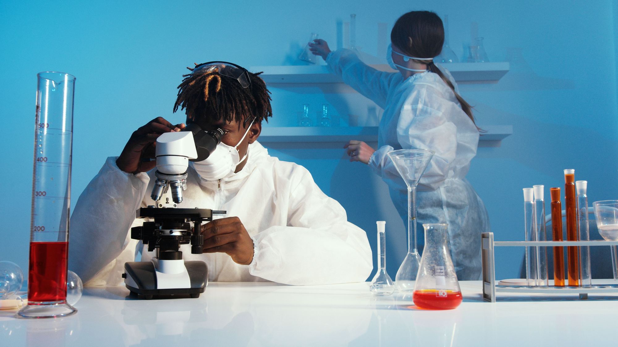 Laboratory professional working with diagnostic equipment